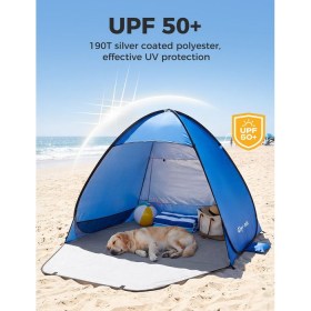 Strandmuschel Pop Up Strandzelt Strand Zelt mit Reißverschlusstür UV-Schutz 50+ 2